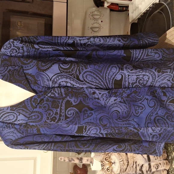 q Maggie Barnes Blue Button Down Shirt Size 2X - Picture 1 of 3